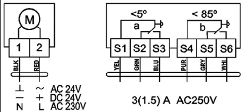 Схема подключения LF 24 B 3.0 из паспорта производителя